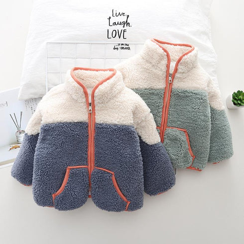 Autumn and winter boys plus velvet warm long sleeve coat